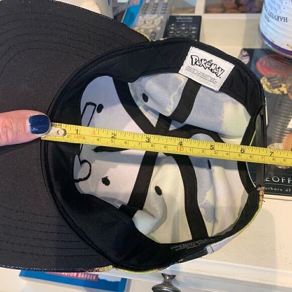 Pokémon Picachu SnapBack Hat Tie-Dye Yellow Black‎ 23”+Circumference Men 1 Sz FM - Picture 5 of 6